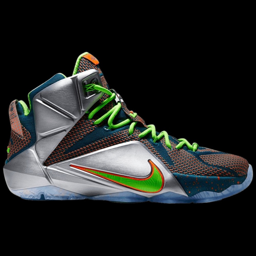 Nike LeBron XII GS 12 'Trillion Dollar Man' Reflective Blue/Bright Orange 6.5Y - Picture 3 of 15